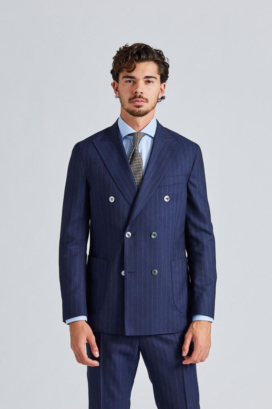 Herre Onesto Blazere | Vicenza Navy Pinstripe