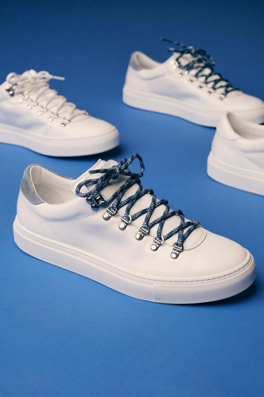 Herre Diemme Sneakers | Marostica Low White Nappa/Blue Sky Suede