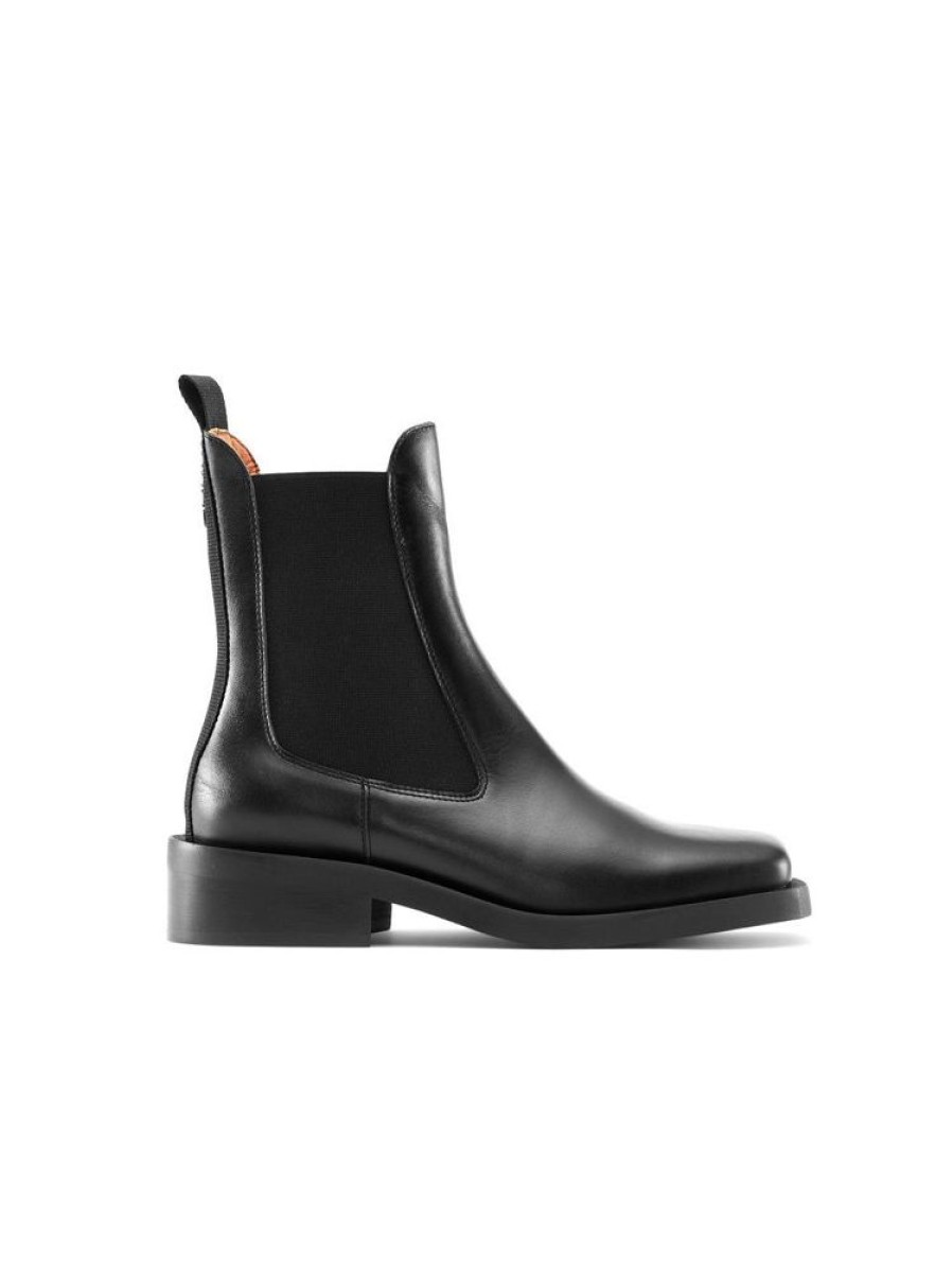 Dame Ganni Skoletter | Calf Leather Black