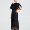 Dame ROTATE Birger Christensen Kjoler | Sequin Midi Puff Dress Black