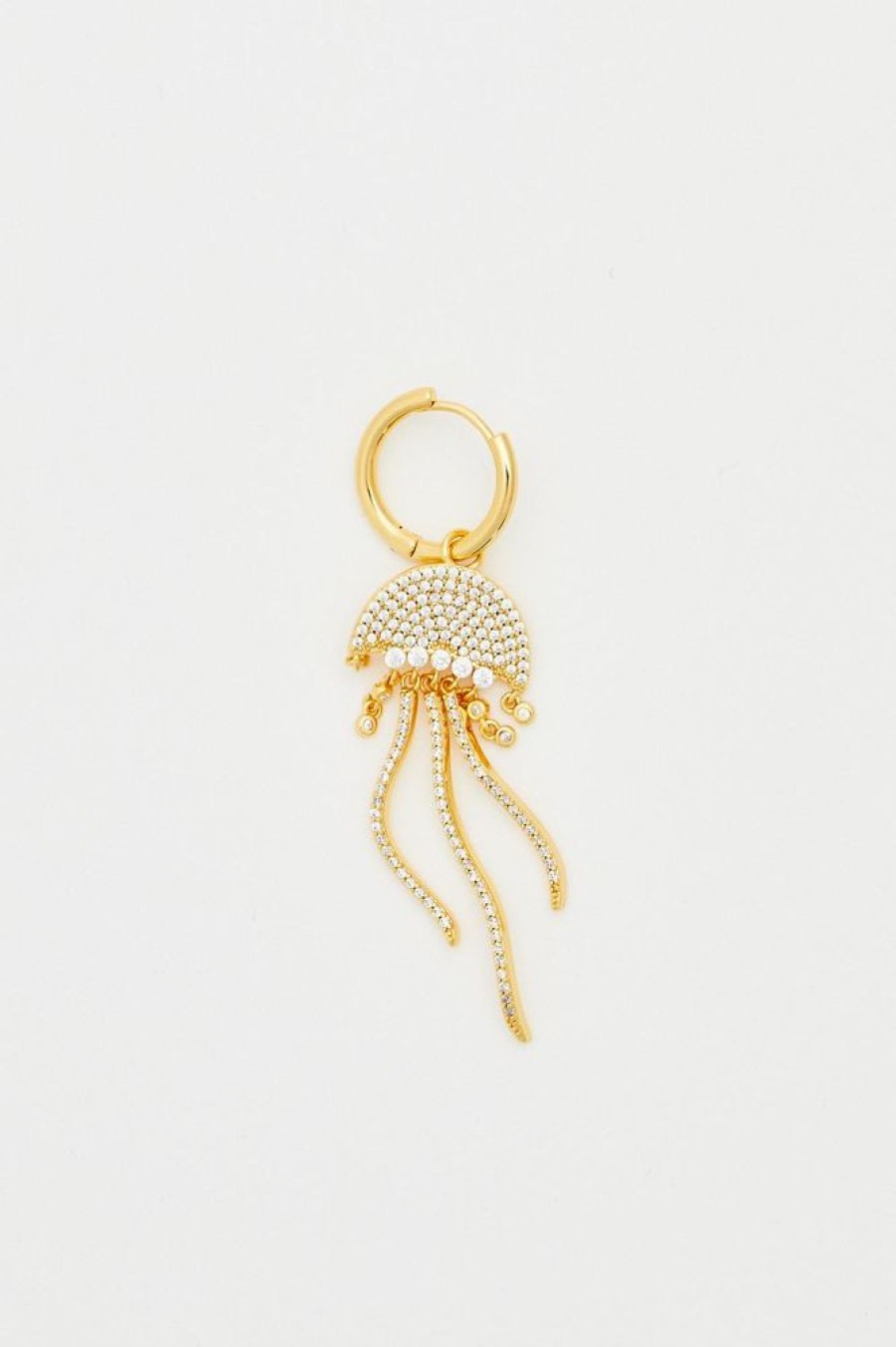 Dame Crystal Haze Jewelry | Octopus Earring Golden Single