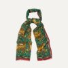 Herre Drakes Skjerf | Tiger Print Wool Silk Scarf Green