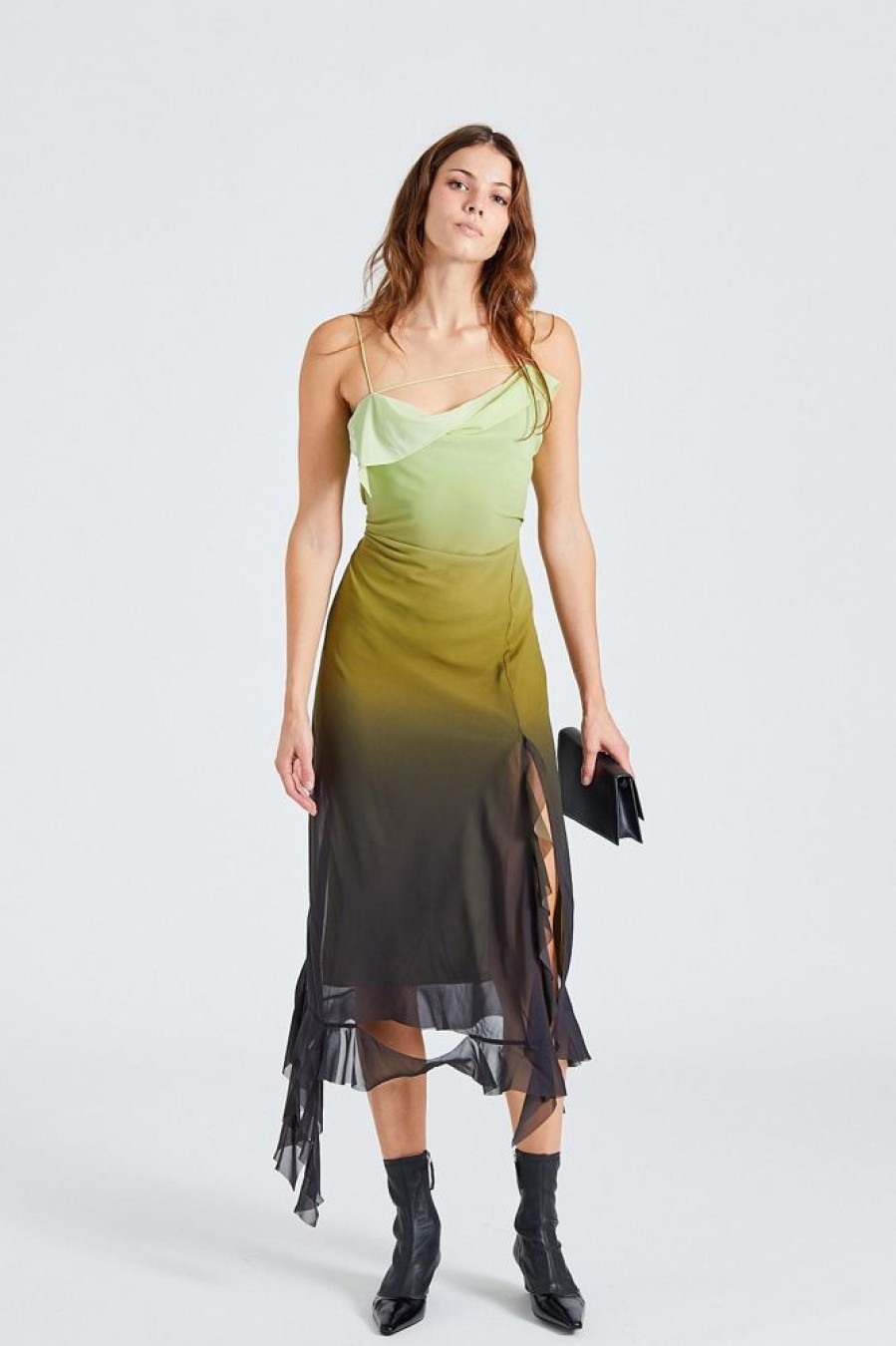 Dame Acne Studios Kjoler | Ruffle Strap Dress Green Fn-Wn-Dres001037