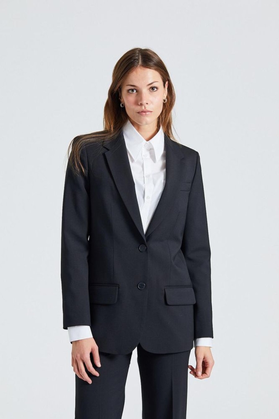 Dame JOSEPH Blazere | Jackie Jacket Tailor Wool Str Black