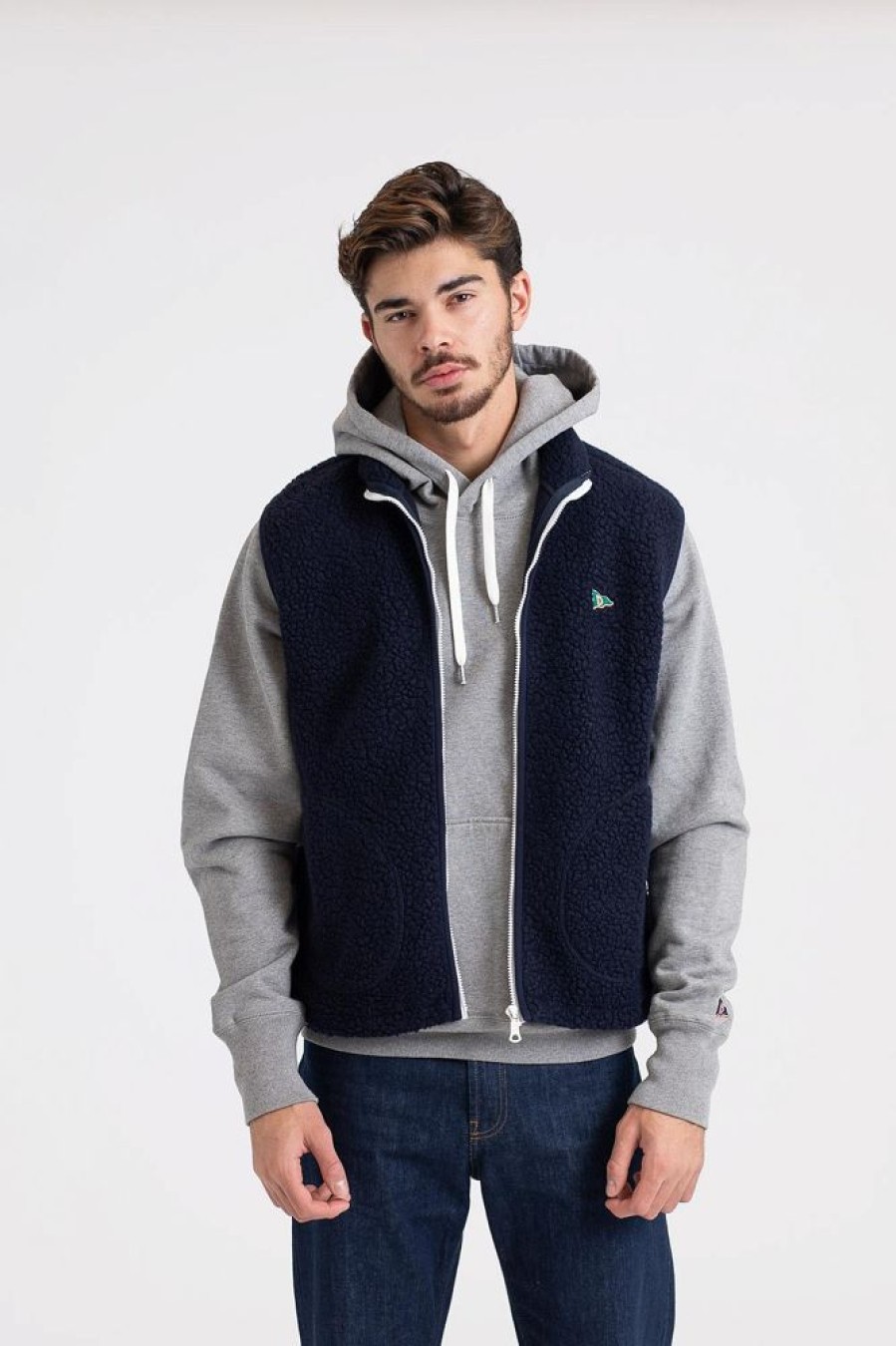 Herre Drakes Vester | Zip Through Fleece Vest Navy