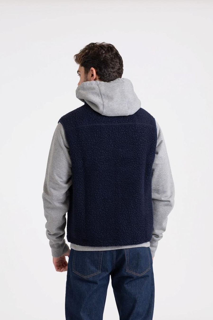 Herre Drakes Vester | Zip Through Fleece Vest Navy