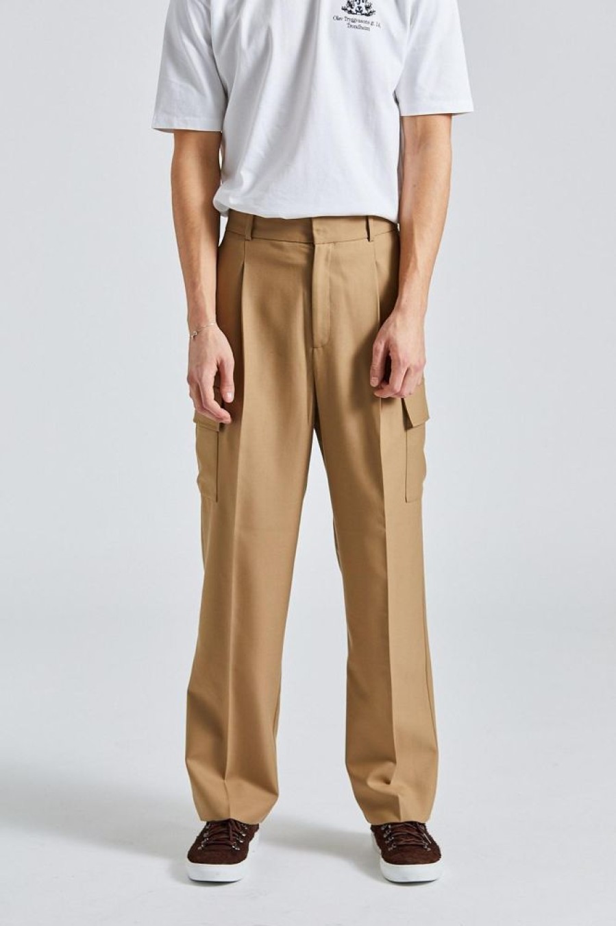 Herre Drôle de Monsieur Bukser | Le Pantalon Cargo Flanelle Beige