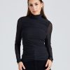 Dame Ganni Topper | Solid Mesh Long Sleeve Rollneck Black