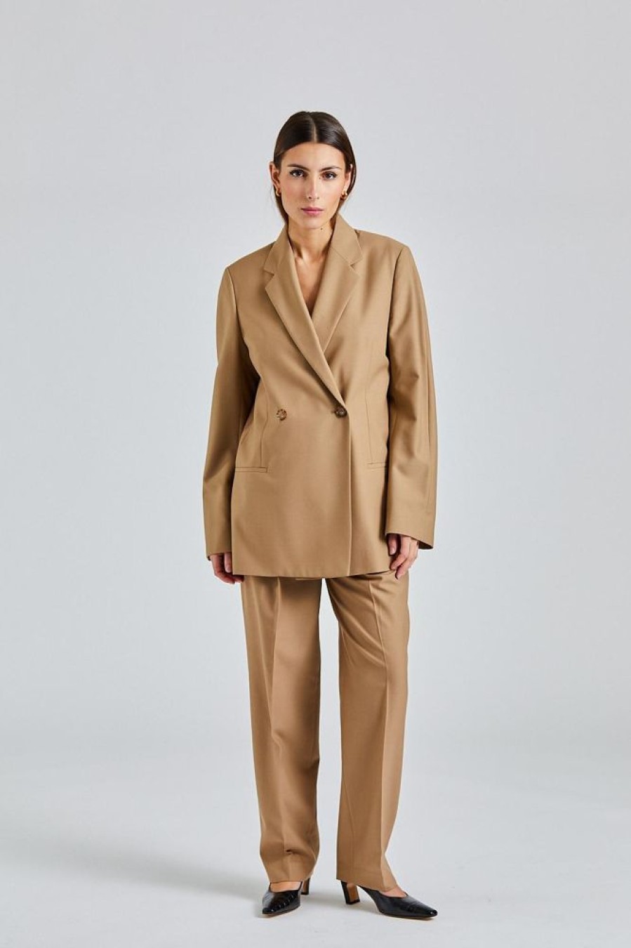 Dame Toteme Blazere | Double-Breasted Blazer Biscuit