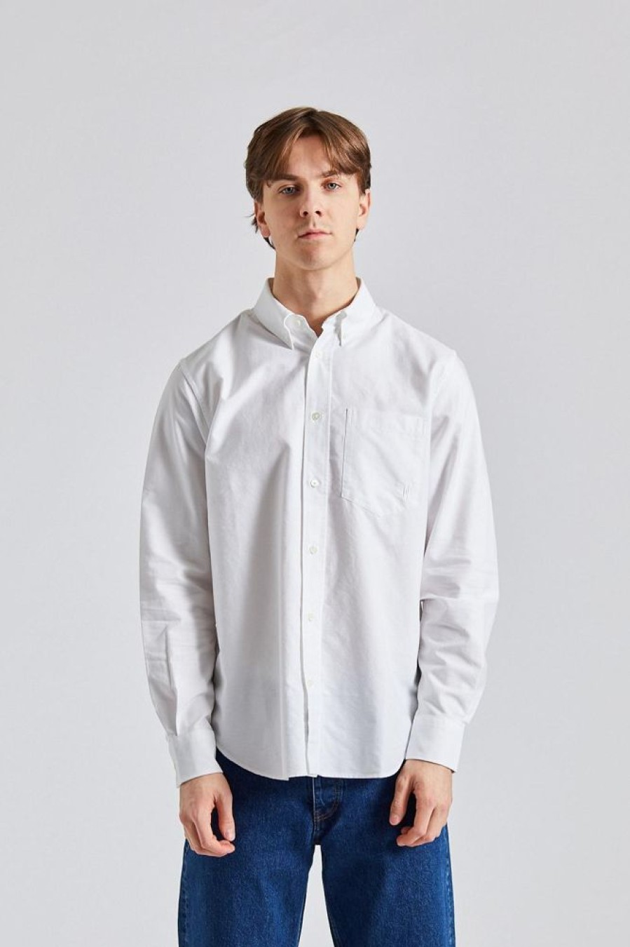 Herre Norse Projects Skjorter | Algot Oxford Monogram White