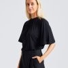 Dame Toteme Topper | Fluid-Sleeve Jersey Top Black