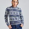 Dame Ganni Gensere | Logo Wool Mix O-Neck Pullover Sky Captain