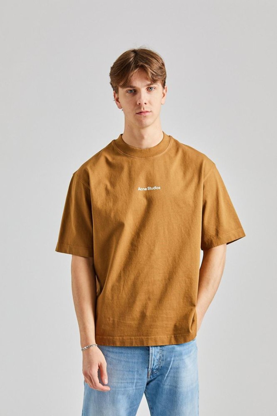 Herre Acne Studios T-Skjorter | T-Shirt Logo Mud Beige Fn-Mn-Tshi000579