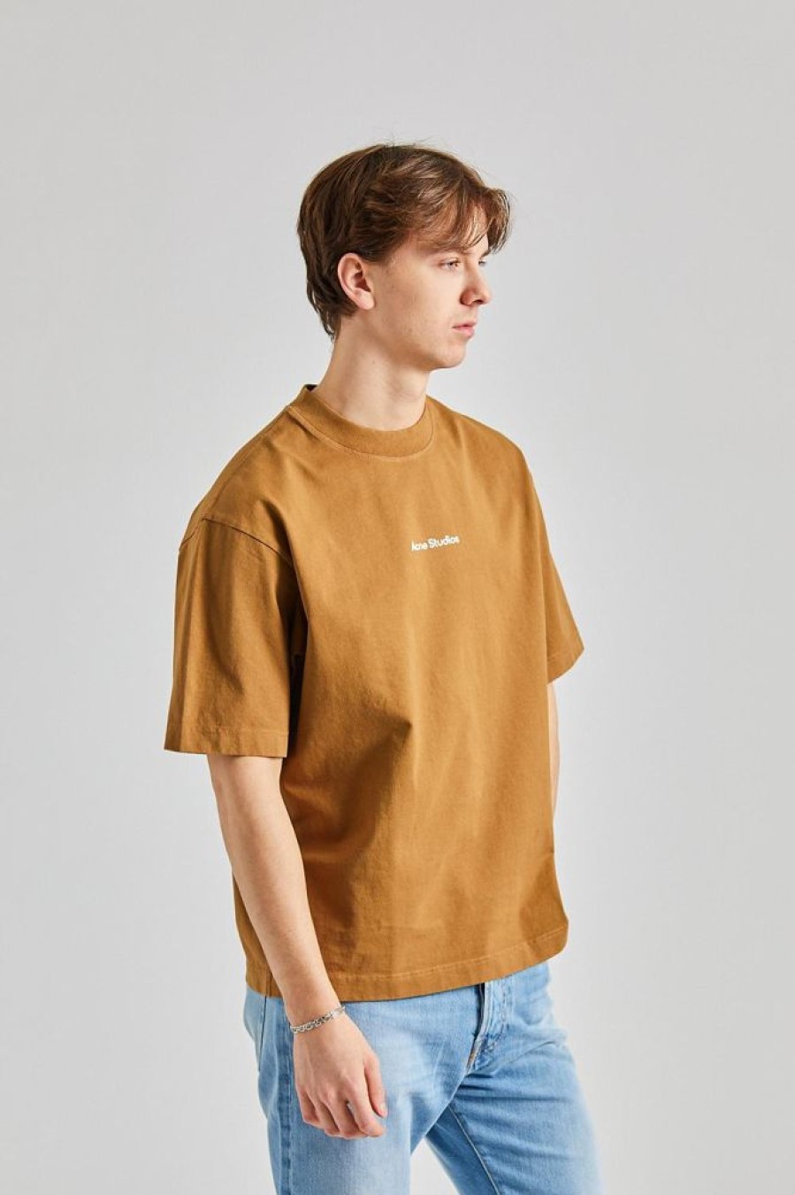 Herre Acne Studios T-Skjorter | T-Shirt Logo Mud Beige Fn-Mn-Tshi000579