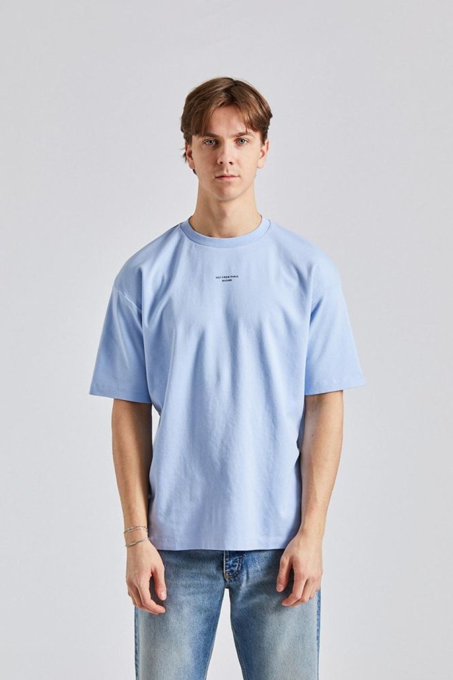 Herre Drôle de Monsieur T-Skjorter | Le T-Shirt Slogan Light Blue