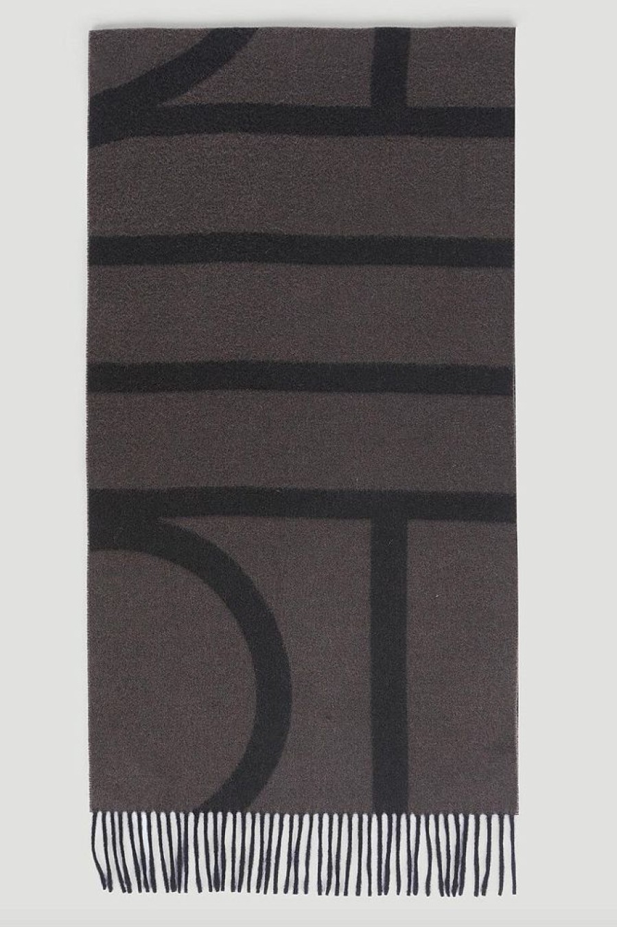 Dame Toteme Skjerf | Monogram Jacquard Wool Scarf Charcoal Melange