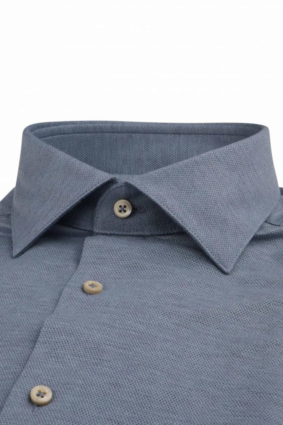 Herre Stenströms Skjorter | Slimline Jersey Structure Shirt Blue